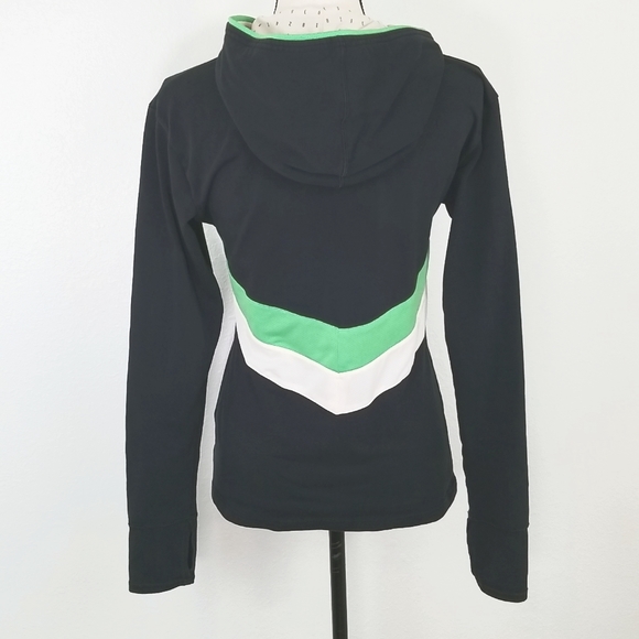 NIKE Black w/Green & White Stripes 1/4 Zip FitDry Hooded Jacket, size M - Picture 4 of 7